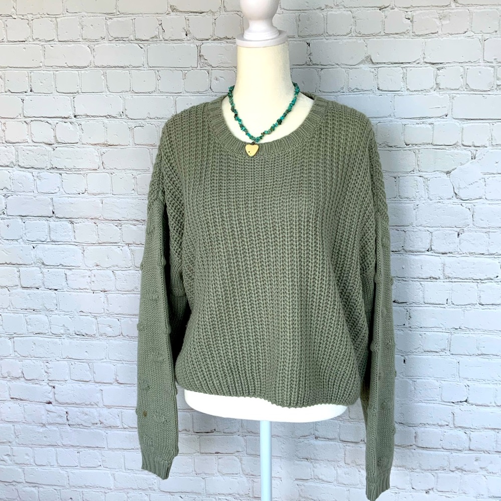 Moon+Madison Light Green Cropped Sweater